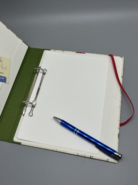Ringbuch Planer Mohnblumen grün Ringmechanik Innenseiten Stift